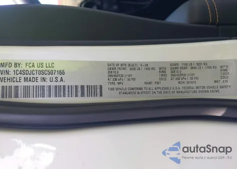 2025 Dodge Durango R/T 20Th Anniversary Plus Awd from USA, damaged, VIN 1C4SDJCT0SC507166